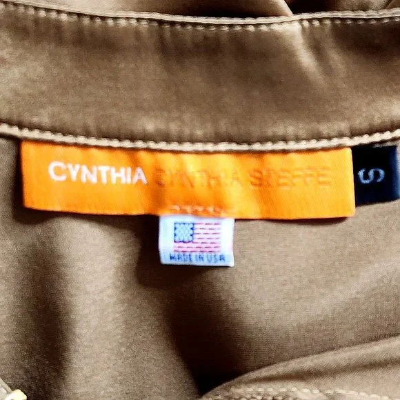 Cynthia Steffe Silk Blend Hook Front Top Brown Copper Sleeveless Tie Sides - Picture 5 of 8